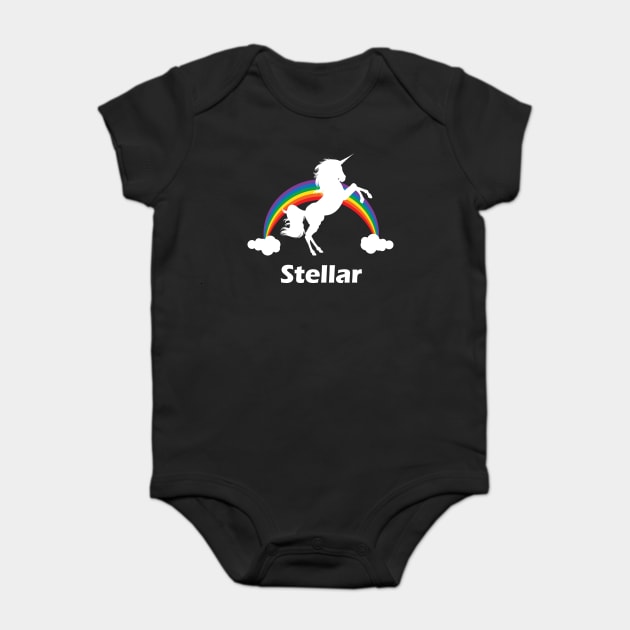 Stellar Rainbow Unicorn Design Baby Bodysuit by Nonstop Shirts